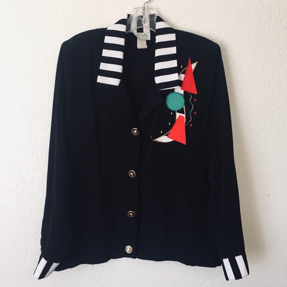 Vintage Tops - 🍿VTG 80s abstract print blouse